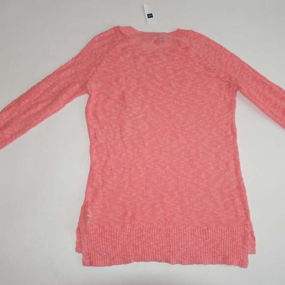 Gap Women's Open Knit Crew Neck Sweater Small NWT Pink 100% Cotton Tunic S - Picture 6 of 6